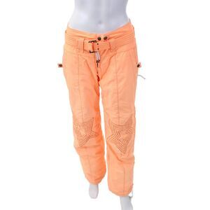 JSX Treme Womens Star Print Slip-On Zipped Pants Coral Size 1